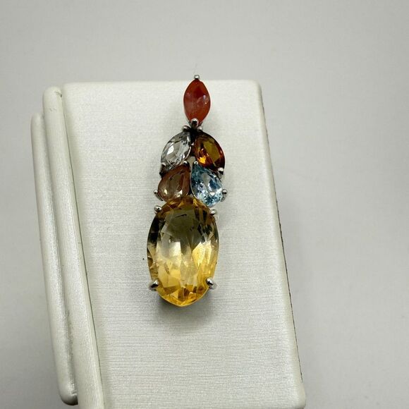 NWOT Multi-gemstone pendant in solid sterling silver! One of a kind! - Picture 7 of 9